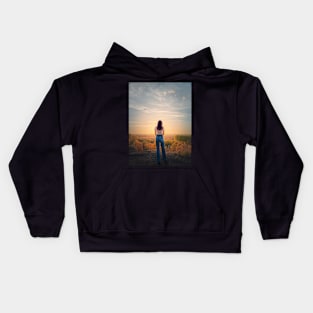 admiring the calm autumn sunset Kids Hoodie